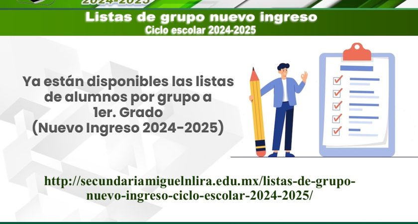 Listas de grupo nuevo ingreso – Ciclo escolar 2024-2025