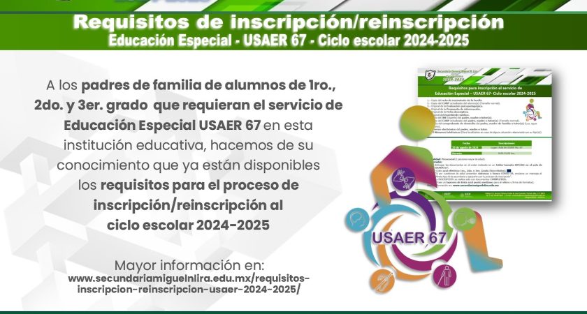 Requisitos inscripcion-reinscripcion USAER 2024-2025