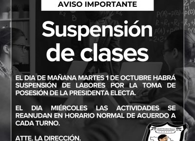 Aviso importante – Suspension de clases