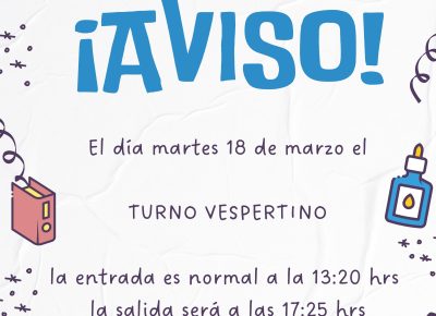 Aviso – Alumnos turno vespertino
