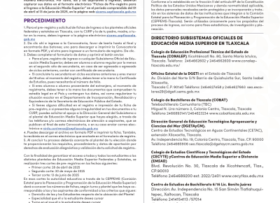 Proceso de ingreso a Educación Media Superior 2025-2026