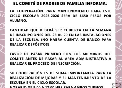 Aviso – Cooperación para mantenimiento escolar 2025-2026
