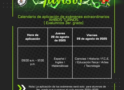 Aviso – Calendario de aplicación de exámenes extraordinarios