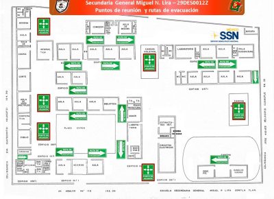 Puntos de reunión y rutas de evacuación – Secundaria General Miguel N. Lira