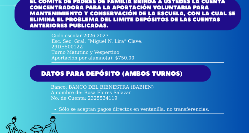 Aviso – Aportación para mantenimiento institucional